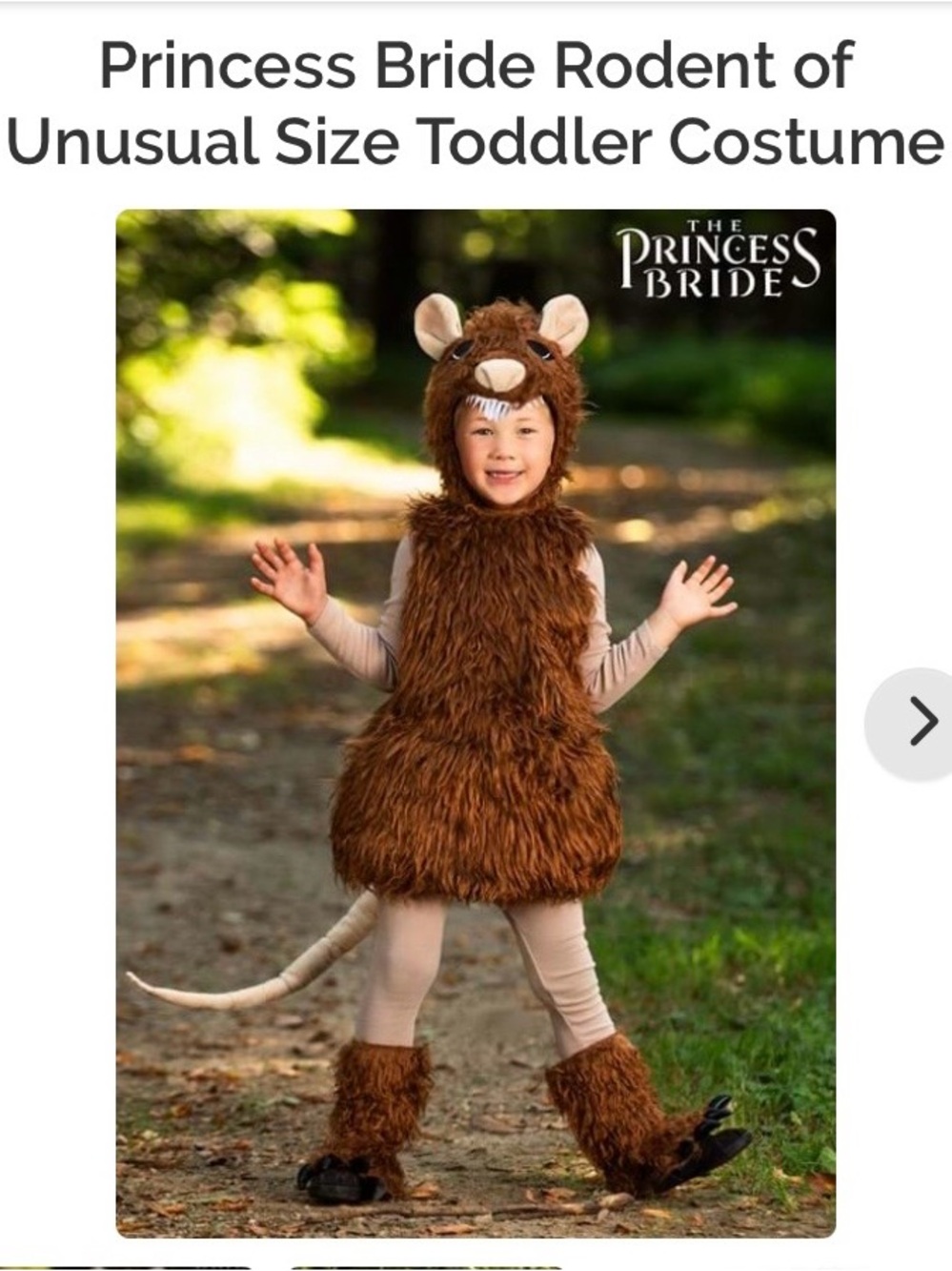 Princess Bride Toddler R.O.U.S. Rodent of Unusual Size Costume